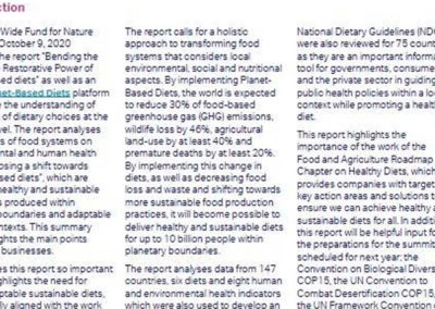 WWF’s report “Bending the Curve: The restorative power of planet-based diets”