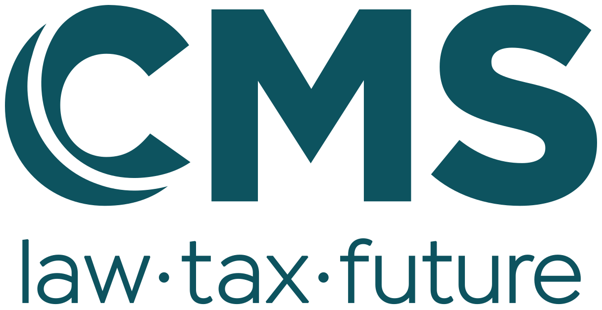 CMS logo showing teal letters 'CMS' with the tagline 'law · tax · future' beneath it